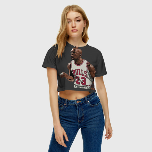 Женская футболка Crop-top 3D Michael Jordan, цвет 3D печать - фото 3