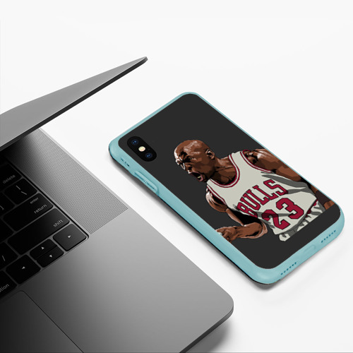 Чехол для iPhone XS Max матовый Michael Jordan, цвет мятный - фото 5