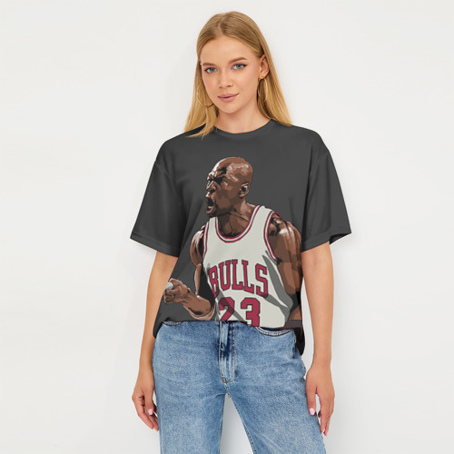 Женская футболка oversize 3D Michael Jordan, цвет 3D печать - фото 5