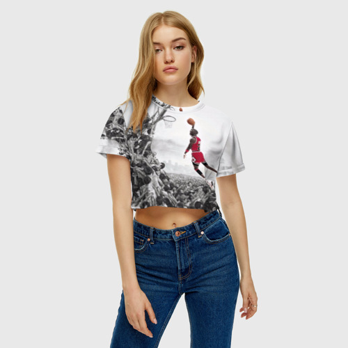 Женская футболка Crop-top 3D Michael Jordan, цвет 3D печать - фото 3