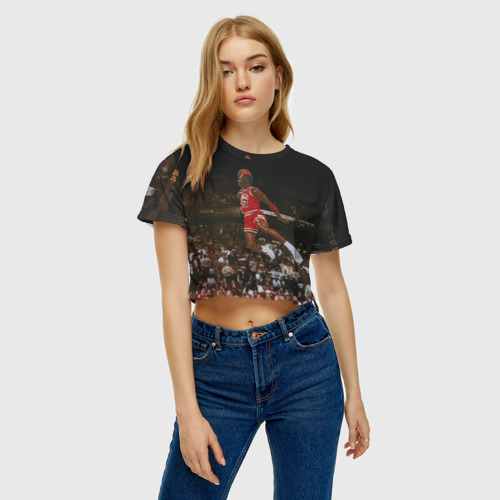 Женская футболка Crop-top 3D Michael Jordan, цвет 3D печать - фото 4