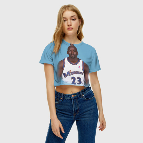 Женская футболка Crop-top 3D Michael Jordan, цвет 3D печать - фото 4
