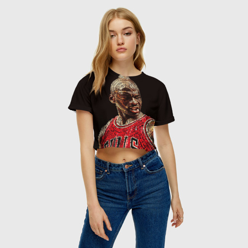 Женская футболка Crop-top 3D Michael Jordan, цвет 3D печать - фото 3