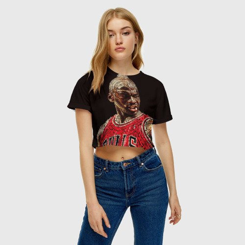 Женская футболка Crop-top 3D Michael Jordan, цвет 3D печать - фото 4