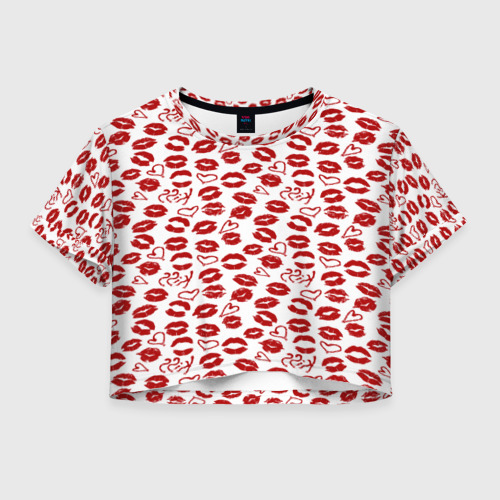 Женская футболка Crop-top 3D KISS, цвет 3D печать