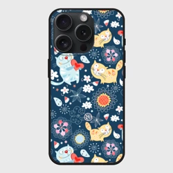 Чехол силиконовый для Apple iPhone 15 Pro Мax матовый Котята