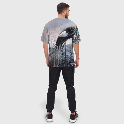 Мужская футболка oversize 3D Орел, цвет 3D печать - фото 4