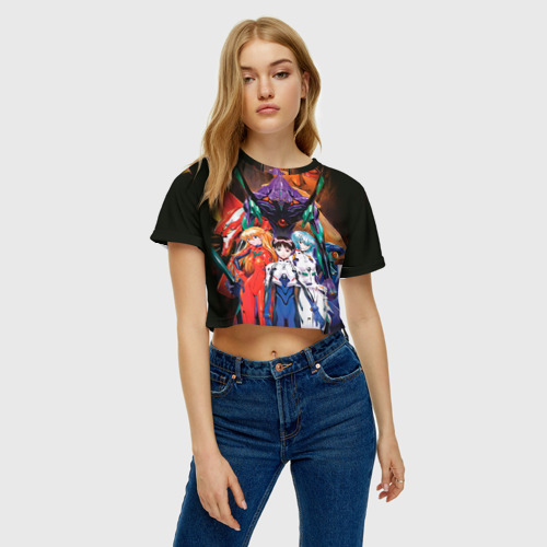 Женская футболка Crop-top 3D Евангелион 4, цвет 3D печать - фото 4