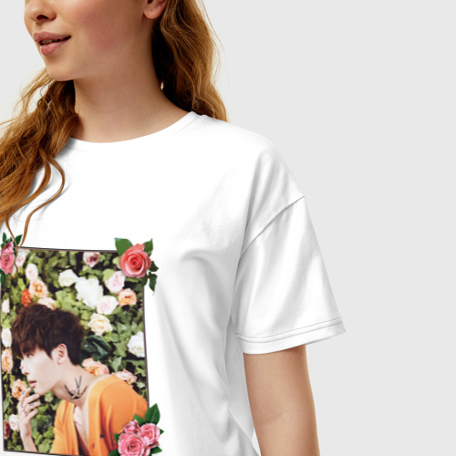 Женская футболка хлопок Oversize Ли Чон Сок, цвет белый - фото 3