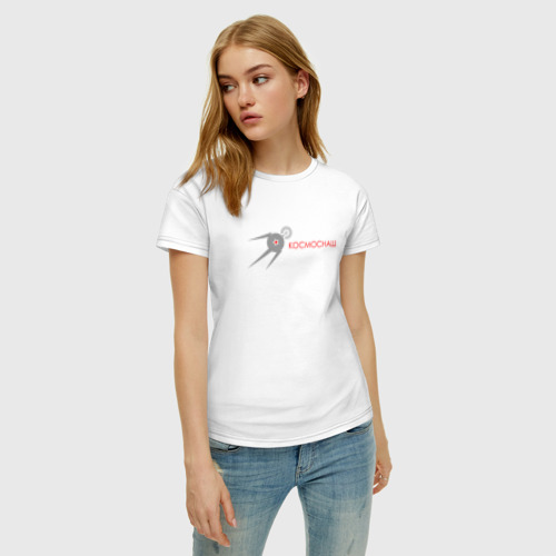 Женская футболка хлопок КОСМОСНАШ, цвет белый - фото 3