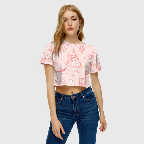 Женская футболка Crop-top 3D Сказочная страна, цвет 3D печать - фото 4