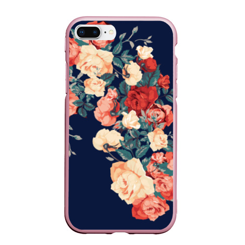 Чехол для iPhone 7Plus/8 Plus матовый Fashion flowers, цвет розовый