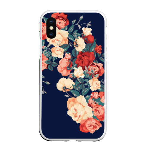 Чехол для iPhone XS Max матовый Fashion flowers, цвет белый
