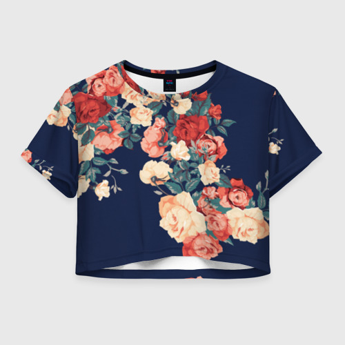 Женская футболка Crop-top 3D Fashion flowers Фото 01 Женская футболка Crop-top 3D Fashion flowers Фото 01