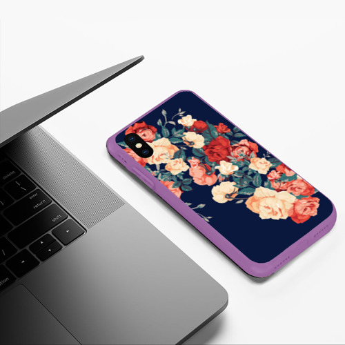Чехол для iPhone XS Max матовый Fashion flowers, цвет фиолетовый - фото 5