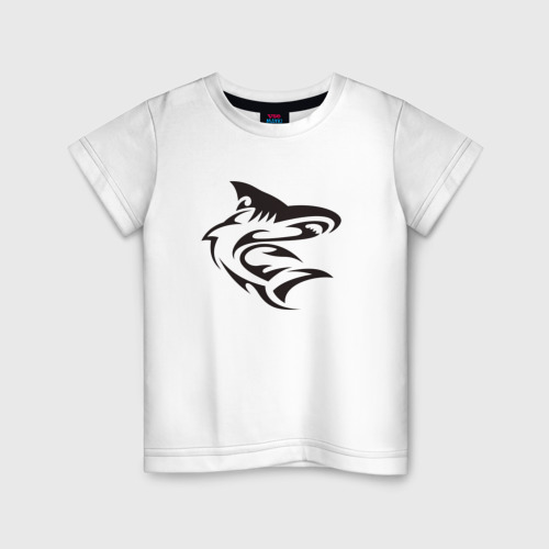 Детская футболка хлопок Акула трайбл, цвет белый