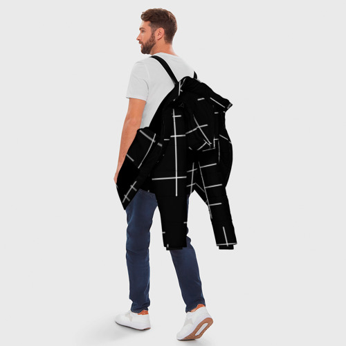 Мужская зимняя куртка 3D с принтом Geometric 2, вид сзади #2
