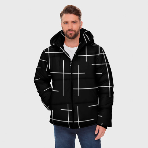 Мужская зимняя куртка 3D с принтом Geometric 2, фото на моделе #1