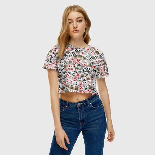 Женская футболка Crop-top 3D Игральные карты 3, цвет 3D печать - фото 4