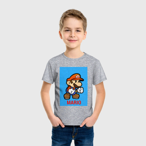 Детская футболка хлопок SUPERMARIO, цвет меланж - фото 3