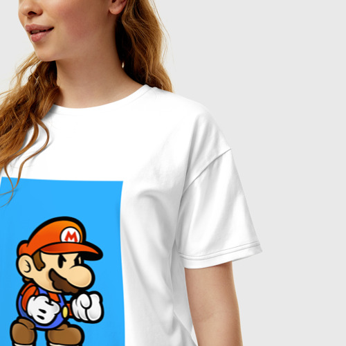 Женская футболка хлопок Oversize SUPERMARIO, цвет белый - фото 3