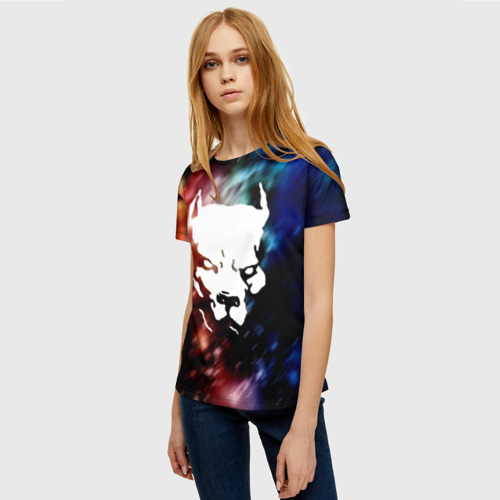 Женская футболка 3D Стаффордширский терьер - космос, цвет 3D печать - фото 3