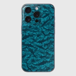 Чехол для iPhone 15 Pro Max силиконовый с защитой камеры Акулы