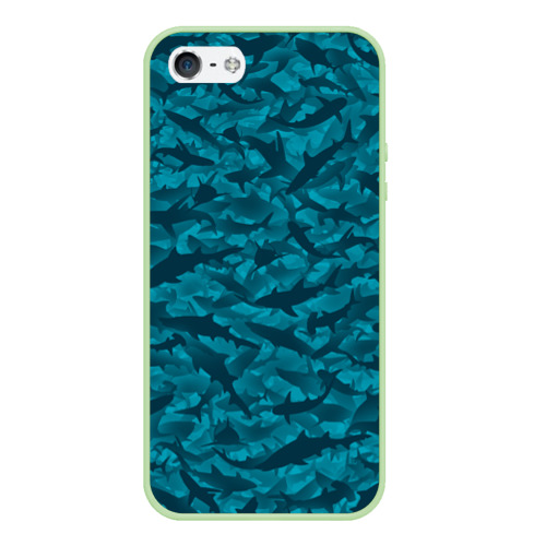 Чехол для iPhone 5/5S матовый Акулы, цвет салатовый