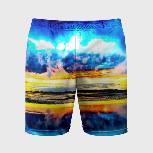 Мужские шорты спортивные Озеро, цвет 3D печать