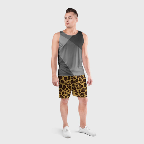 Мужские шорты спортивные Шкура настоящего леопарда, цвет 3D печать - фото 4