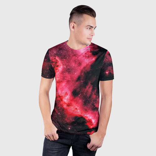 Мужская футболка 3D Slim с принтом Space, фото на моделе #1