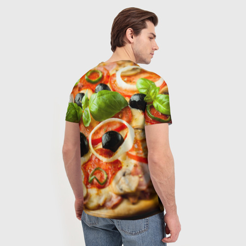 Мужская футболка 3D с принтом Пицца, вид сзади #2