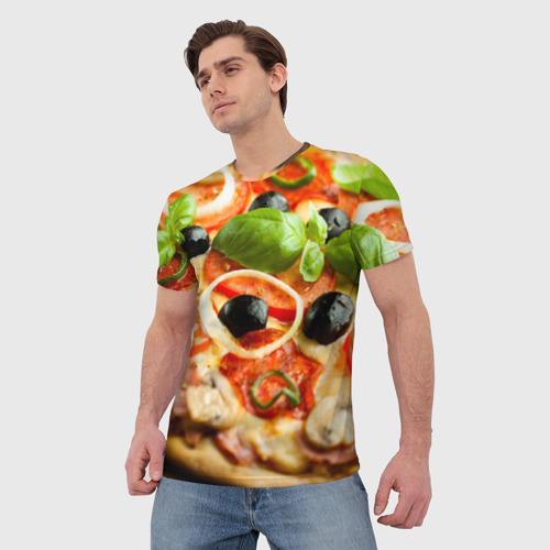 Мужская футболка 3D с принтом Пицца, фото на моделе #1