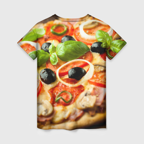 Женская футболка 3D с принтом Пицца, вид сзади #1