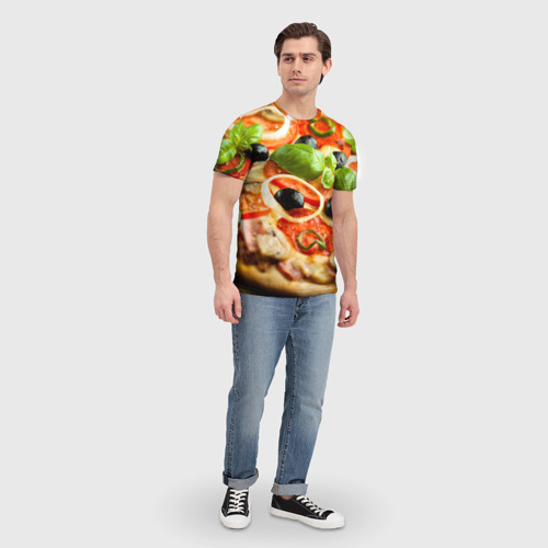 Мужская футболка 3D с принтом Пицца, вид сбоку #3