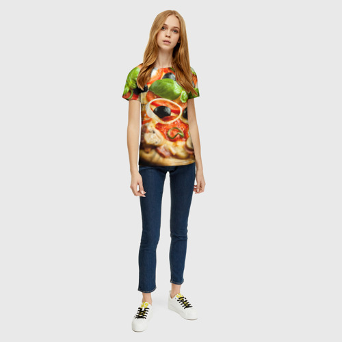 Женская футболка 3D с принтом Пицца, вид сбоку #3