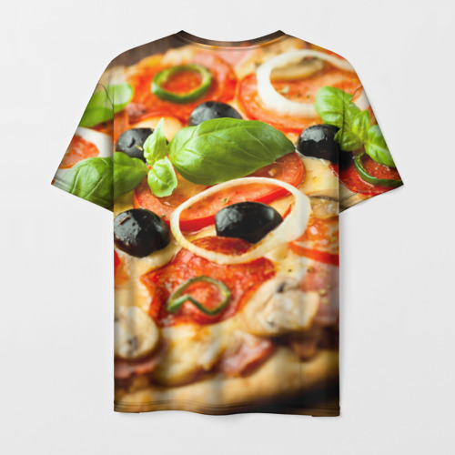Мужская футболка 3D с принтом Пицца, вид сзади #1