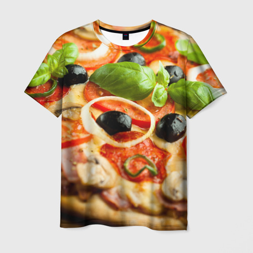 Мужская футболка 3D с принтом Пицца, вид спереди #2