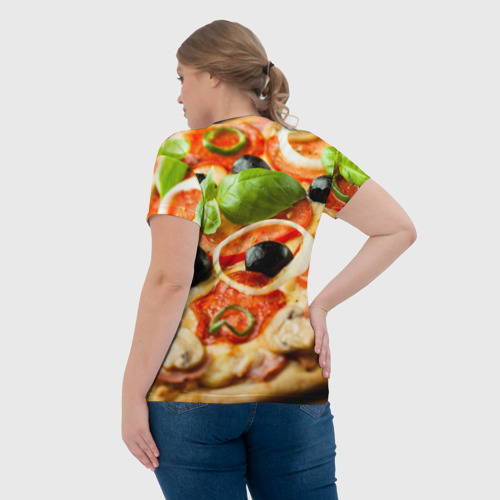 Женская футболка 3D с принтом Пицца, вид сзади #2