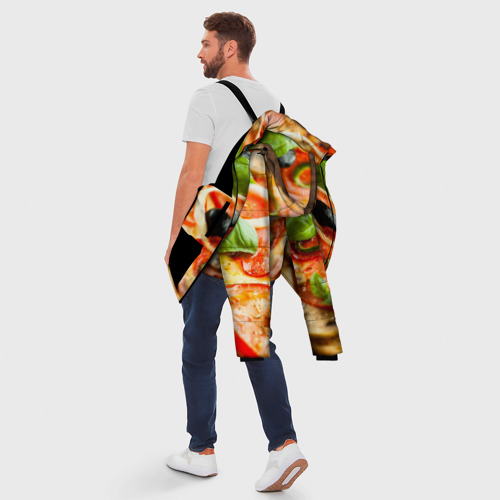 Мужская зимняя куртка 3D с принтом Пицца, вид сзади #2