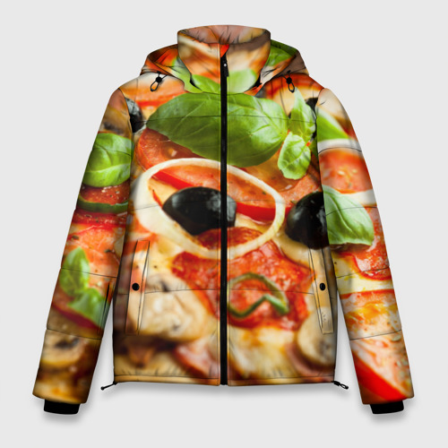 Мужская зимняя куртка 3D с принтом Пицца, вид спереди #2