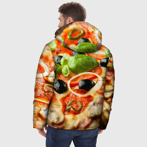 Мужская зимняя куртка 3D с принтом Пицца, вид сзади #2