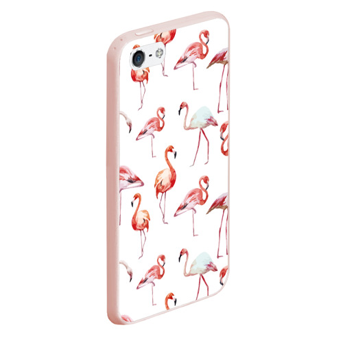 Чехол для iPhone 5/5S матовый Узор из фламинго, цвет светло-розовый - фото 3