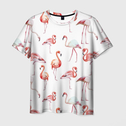 Мужская футболка 3D Узор из фламинго