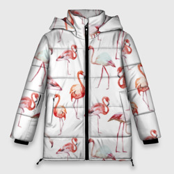 Женская зимняя куртка Oversize Узор из фламинго