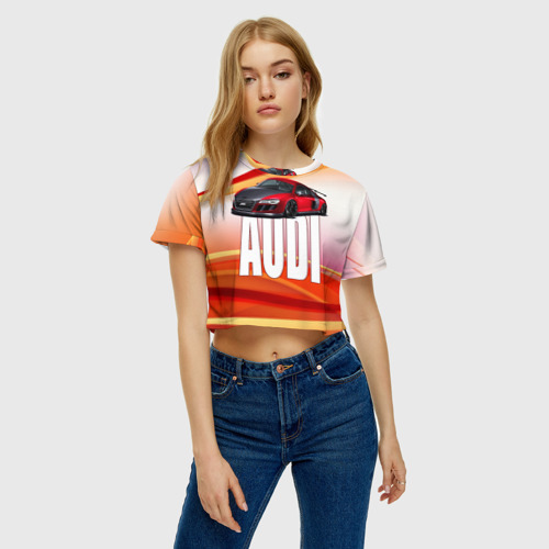 Женская футболка Crop-top 3D Ауди, цвет 3D печать - фото 3