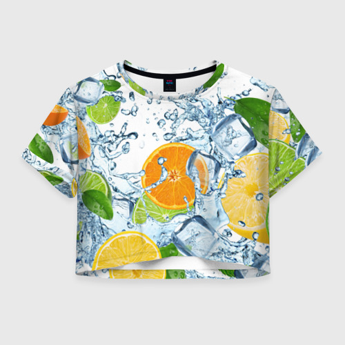 Женская футболка Crop-top 3D Мульти фрукт, цвет 3D печать