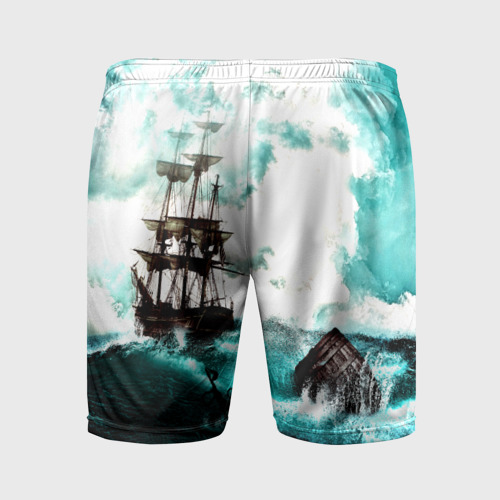 Мужские шорты спортивные с принтом Ship, вид сзади #1