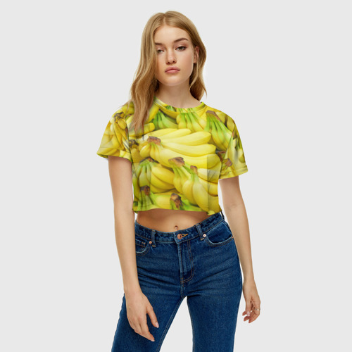 Женская футболка Crop-top 3D бананы, цвет 3D печать - фото 3