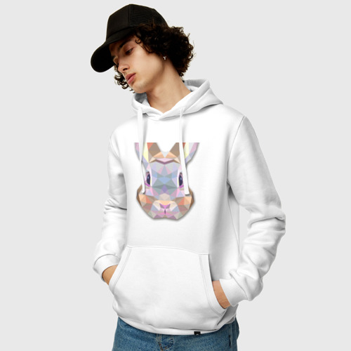 Мужская толстовка хлопок Полигональный кролик, цвет белый - фото 3